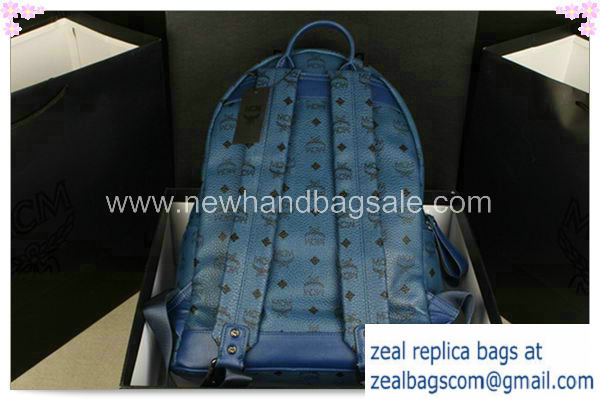 High Quality Replica AAAAAAAA Quality MCM Stark Backpack mini in Calf Leather 8031 RoyalBlue - Click Image to Close